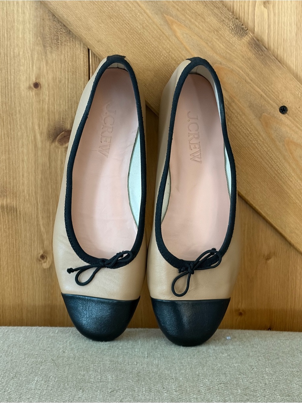 J. Crew Cap Toe Ballet Flats in Tan and Black | Size 8 - Picture 2 of 10